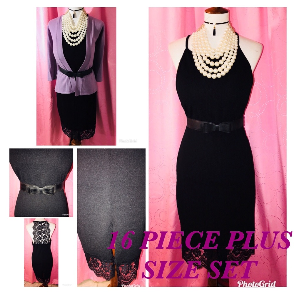 16 PIECE SET! SWEATER/DRESS/BELT/JEWELRY SIZE 1X